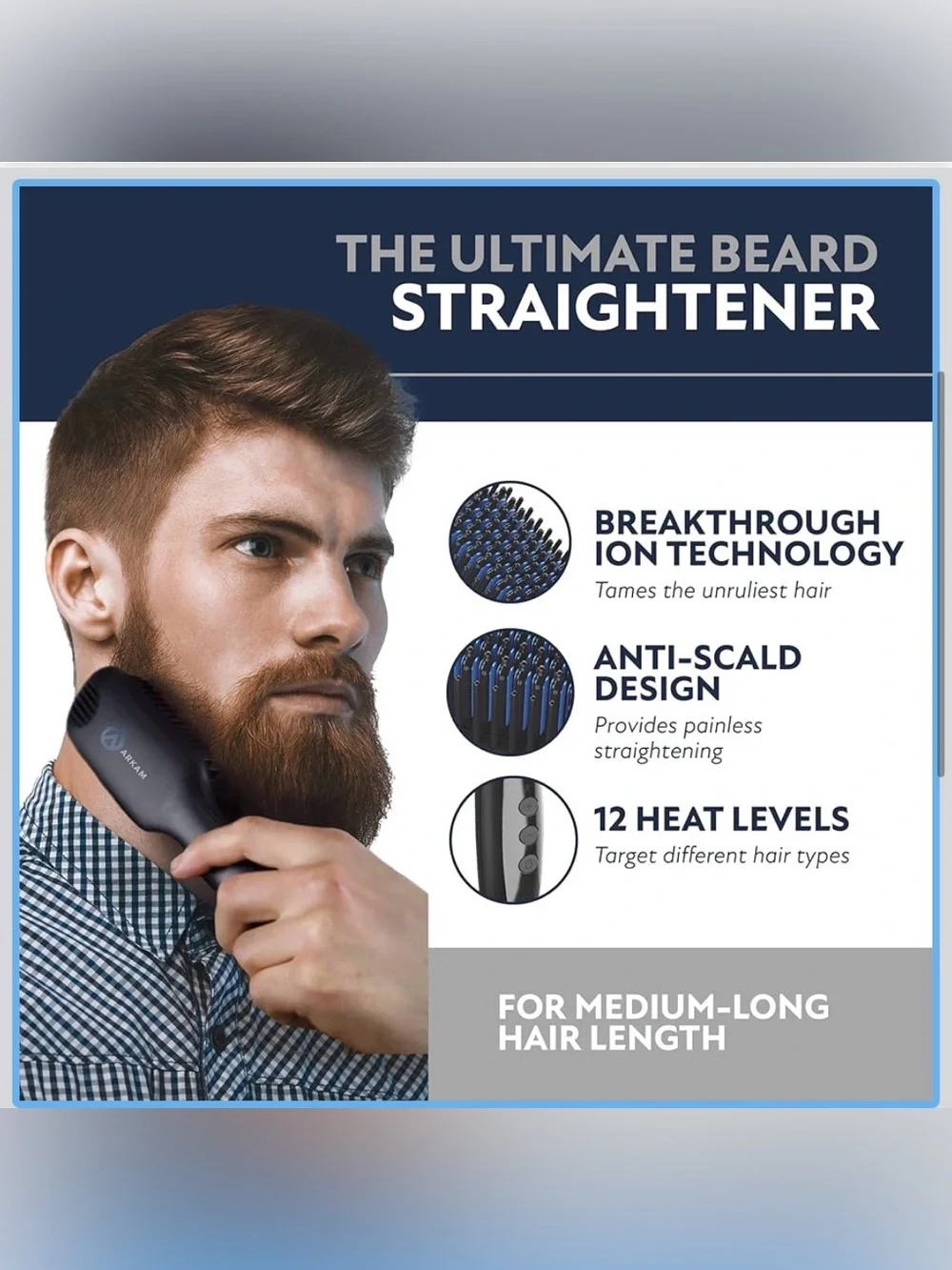 Arkam Beard Straightener Brush for MEN